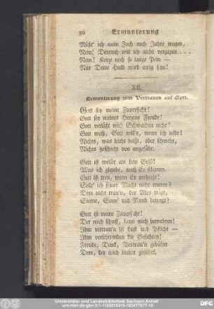 XII. Ermunterung zum Vertrauen auf Gott.