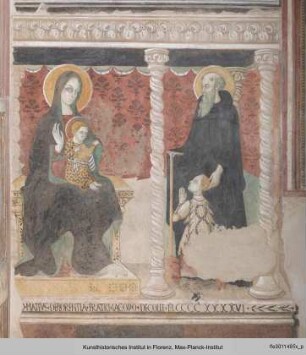 Freskenausmalung mit Heiligen : Madonna mit Antonius Abbas und einem Stifter