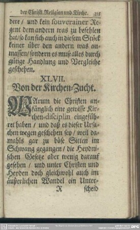XLVII. Von der Kirchen-Zucht