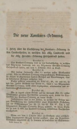 Die neue Konkurs-Ordnung.