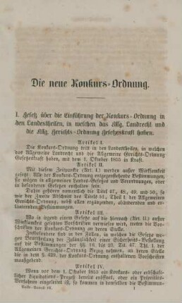Die neue Konkurs-Ordnung.