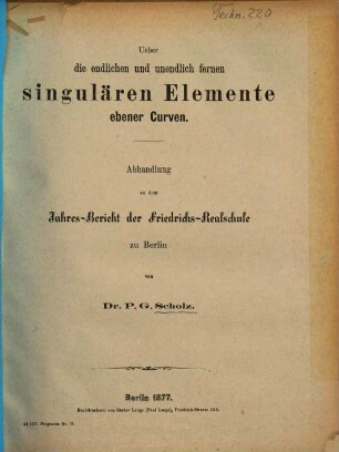 Die unendlichen und unendlich fernen ?? singulären Elemente ebener Curven