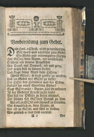 Vorbereitung zum Gebet.