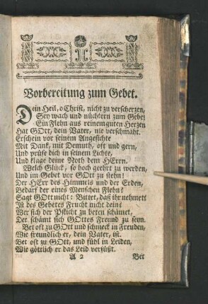 Vorbereitung zum Gebet.