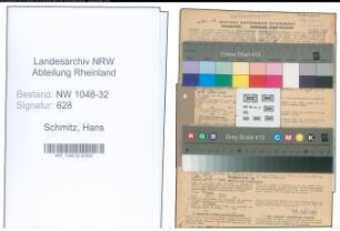 Entnazifizierung Hans Schmitz , geb. 21.08.1902 (Beamter)