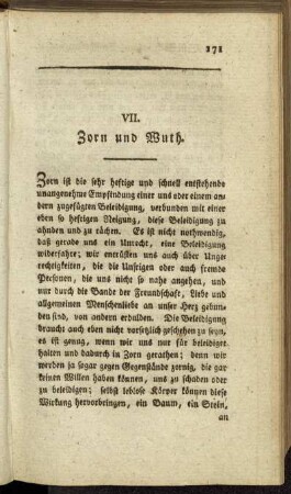 VII. Zorn und Wuth.