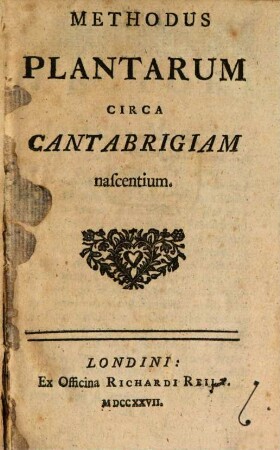 Methodus plantarum circa Cantabrigiam nascentium