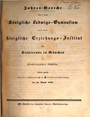 Jahresbericht .... 1849/50