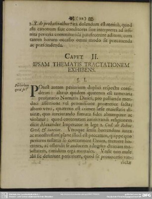 Caput II. Ipsam Thematis Tractationem Exhibens