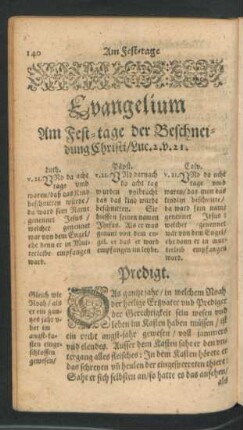 Evangelium Am Fest-tage der Beschneidung Christi