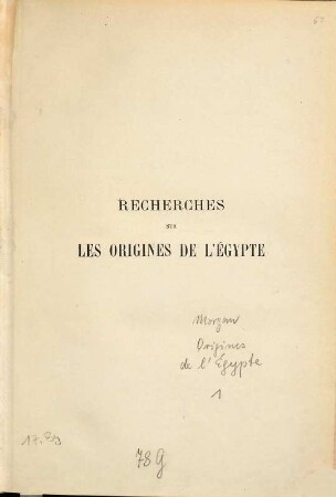 Recherches sur les origines de l'Égypte, 1. L'àge de la pierre et les métaux