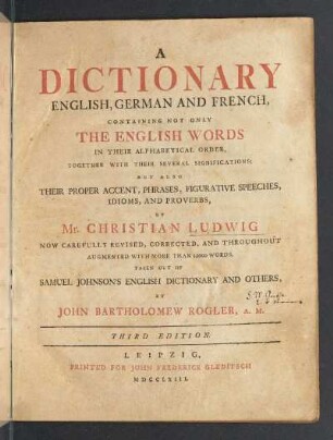 A Dictionary English, German And French