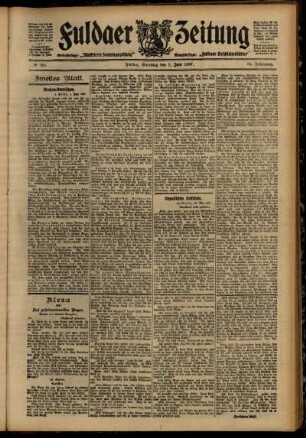 Zweite Ausgabe vom Samstag, den 01. Juni 1907.