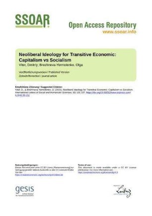 Neoliberal Ideology for Transitive Economic: Capitalism vs Socialism