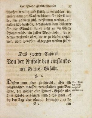 Das zweyte Capitel. Von der Anstalt bey entstandener Feuers-Gefahr
