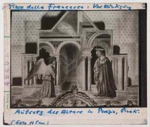 Piero dei Franceschi (Piero della Francesca): Verkündigung. Aufsatz des Altars von Perugia. Perugia, Pinakothek
