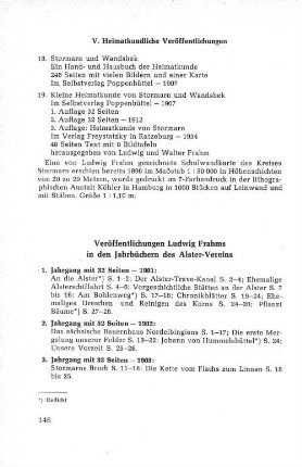 Veröffentlichungen Ludwig Frahms in den Jahrbüchern des Alster-Vereins