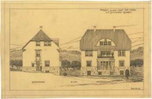 Billing, Hermann; Esslingen, Mühlberger Str. 29 (früher Panoramastr.); Haus Schwarz - Vorderfassade; Seitenfassade (Ansichten)