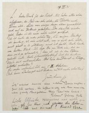Brief von Raoul Hausmann, Hedwig Hausmann und Vera Broido an Elfriede Hausmann. [Jershöft]