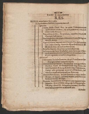 Pars II. repraesentans Res.