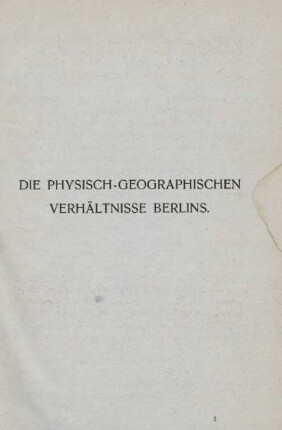 Die physisch-geographischen Verhältnisse Berlins