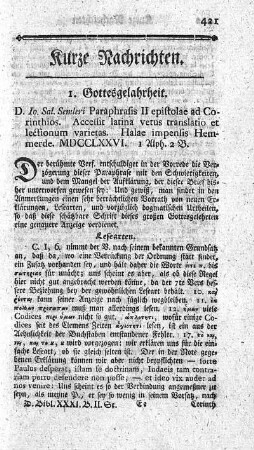 Paraphrasis secundae epistolae ad Corinthios. - Acc.: Latina vetus translatio et lectionum varietas.