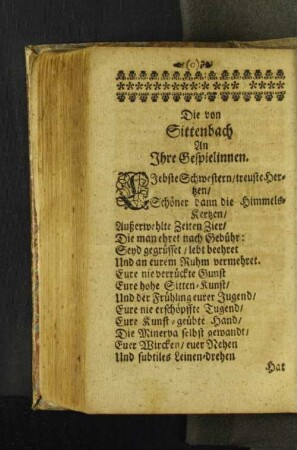 Die von Sittenbach An Ihre Gespielinnen. [u. a.]