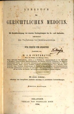Lehrbuch der gerichtlichen Medicin