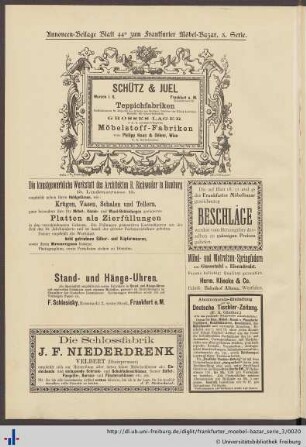 Annoncen-Beilage Blatt 44a zum Frankfurter Möbel-Bazar, 3. Serie.