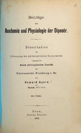Beiträge zur Anatomie und Physiologie der Dipnoër