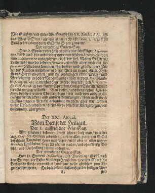 Der XXI. Articul. Vom Dienst der Heiligen.