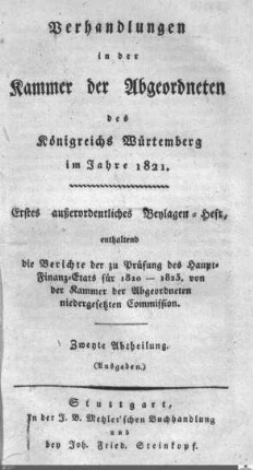 1,5: Landtag Württemberg - Kammer 2, Beilagen, 1821, Bd. 2