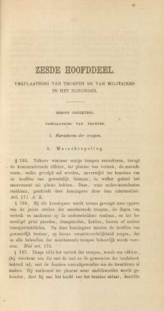 Zesde hoofddeel. Verplaatsing van troepen en van militairen in het bijzonder