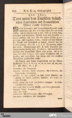 Cap. XXIII. Derer unter dem Teutschen bräuchlichen Lateinischen und Frantzösischen Wörter teutsche Endungen.