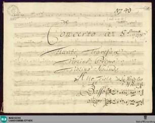 Concertos - Mus. Hs. 1003 : fl, vl (2), a-vla, b; D; GroF 686