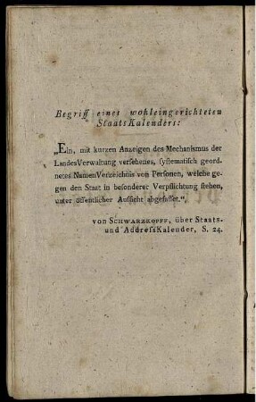 Begriff eines wohleingerichteten StaatsKalenders: [,,,]