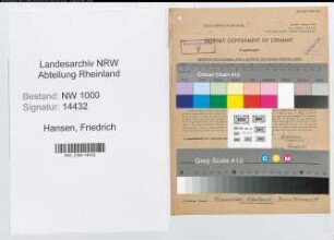 Entnazifizierung Friedrich Hansen, geb. 08.02.1901 (Postsekretaer)