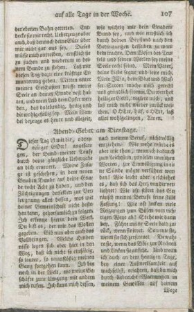 Abend-Gebet am Dienstage.