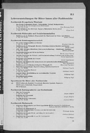 II.1 Allgemeine Veranstaltungen