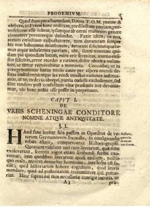 Caput I. De Urbis Scheningae conditore nomine atque antiquitate.