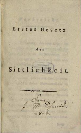 Erstes Gesetz der Sittlichkeit