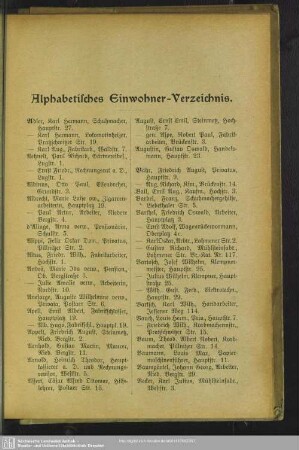Einwohnerverzeichnis : Alphabetisches Einwohner-Verzeichnis