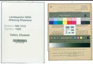 Entnazifizierung Elisabeth Deters , geb. 02.04.1898 (Schneiderin)