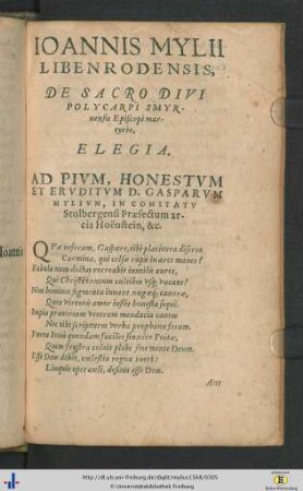 De Sacro Divi Polycarpi Smyrnensis Episcopi martyrio.