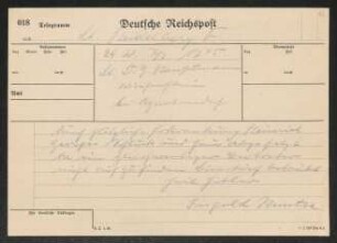 Brief von Ingolf Kuntze an Gerhart Hauptmann