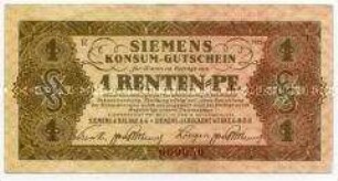 Berlin, Siemens & Halske, Konsum-Gutschein, 1 Rentenpfennig