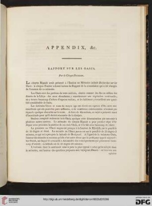 Appendix, &c. Rapport sur les oasis [par Fourier]