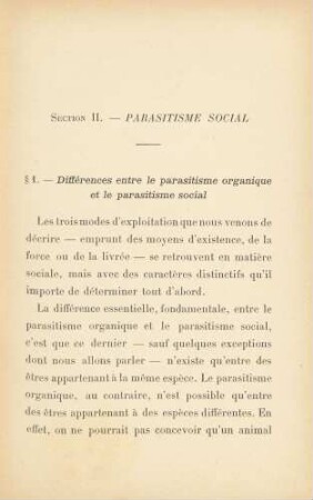Section II. - Parasitisme Social