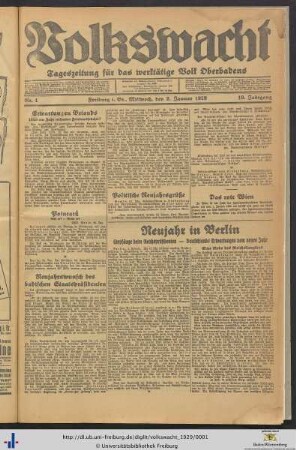 19. Jg. (Januar bis Juni): Volkswacht: Tageszeitung für das werktätige Volk Oberbadens
