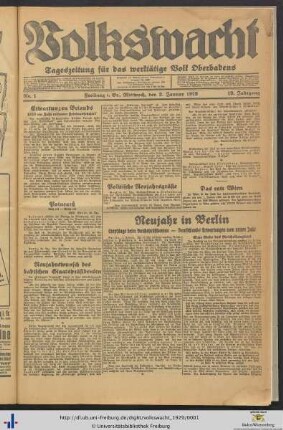 19. Jg. (Januar bis Juni): Volkswacht: Tageszeitung für das werktätige Volk Oberbadens